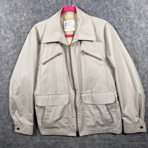 London Fog Jacket Vintage 70s Beige Buckle Back Full Zip‎ Mens 42 REG